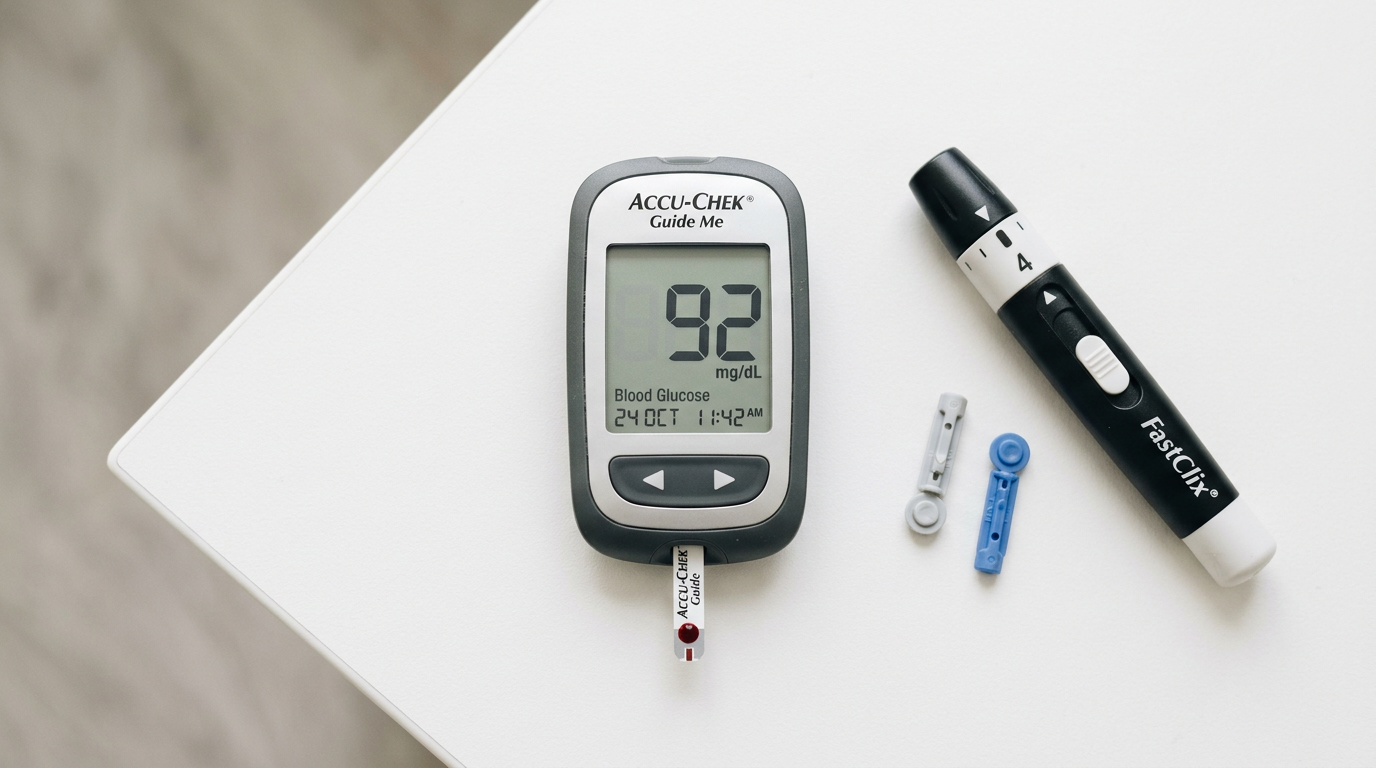 Glucometer showing blood sugar reading — understanding diabetes