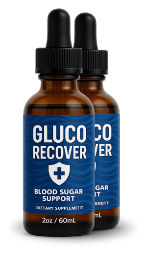 Two bottles of Gluco Recover on a kitchen counter